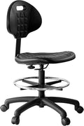 Chair Master (Medium Bench Stool, Standard Casters Easy to Clean! Ergonomic Polyurethane Bench Stool. Seat Height Range 18"-26". Adjustable Footring. for Home Office Lab Workstation