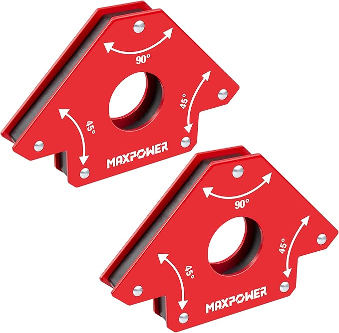 MAXPOWER Welding Magnets, 2-piece Welding Magnet Set, 75 LBS Holding Power Welding Accessories, 45° and 90° Angle Welding Magnet Holder for Welding Work