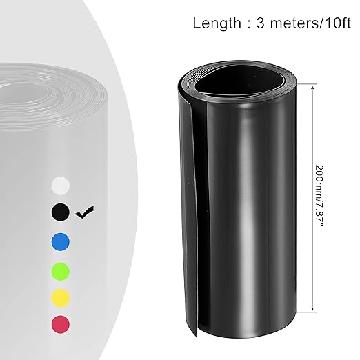 MECCANIXITY Battery Wrap PVC Heat Shrink Tubing 127mm Dia 200mm Flat 10 Feet(3meters) Black Good Insulation for Battery Pack