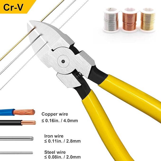 7in. Wire Cutters, Ultra Sharp Small Side Cutter Clippers with Spring Loaded, Flush Cutting Pliers, Diagonal Cutting Plier for Jewelry Making, Crafting, Electrical