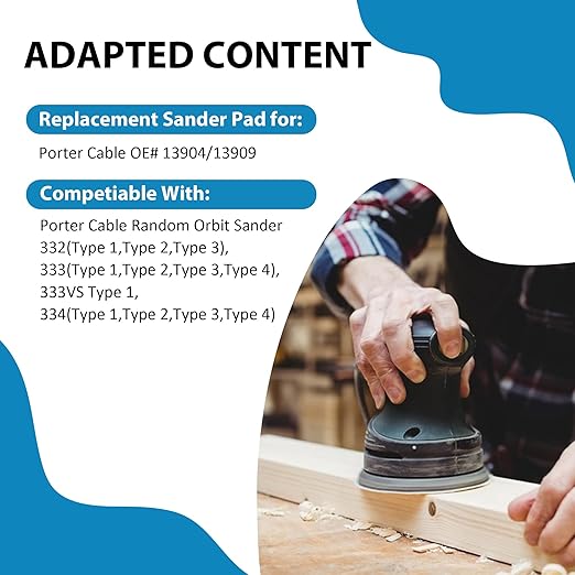 5 Inch Sander Replacement Pad 2 Pack, Competiable with Porter Cable 333 334 Random Orbit Sander, 5 Holes Hook and Loop Sanding Pad
