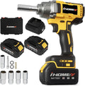 816.67Ft-lbs(1100N.m) Cordless Impact Wrench, 1/2 inch Power Torque Wrench, 2-Mode Speed,Electric Impact Gun with 2 Batteries, Charger and 5 Sockets