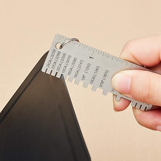 Weewooday 8 Pcs Wire/Metal Sheet Thickness Gauge Metal Tool Stainless Steel Welding One Sided Material Thickness Gauge Plated Size Inspection Tool