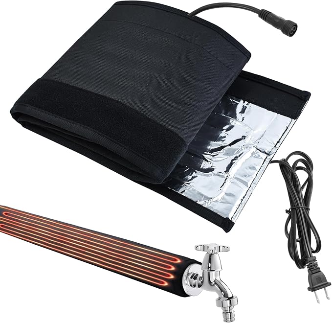 Water Pipe Heat Blanket, 39"x7" Stickable Water Pipes Heater Tape with 6.6Ft Cable Foil Pipe Warmers Water Line Insulation Wrap Pipe Freeze Protection for Outdoor Pipe RV Sewer Hose, Max140˚F，110V