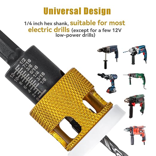 15 Pcs Countersink Drill Bit Set with Low Friction Depth Stop, HSS M2 Bits Tapered Head 1/8" 9/64" 5/32" Drill+3/8” 82° Counter-Bore,11/64" 3/16" Drill+ 1/2" 82° Counter Bore,1/4” Hex Shank(Yellow)