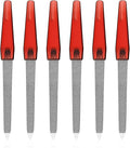 6-Pack Small Nail File, Pointed Stainless Steel Metal Fingers File, Diamond Non-Slip Handle Foot Nail Files Fingers Travel Double-Sided Sapphire Sand Trimmer for Men Women's Natural Nails