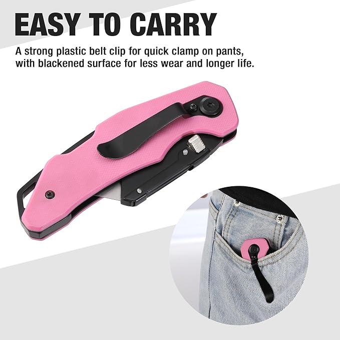 WORKPRO Folding Utility Knife G10 Handle with Stainless Steel Head, Quick-change Blade & Back Lock, Heavy Duty Box Cutter, 1PC Razor Knife with Extra 10PC SK5 Blades