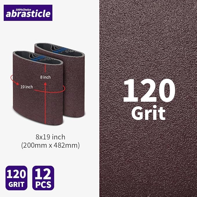 12 Packs 8 x 19 inch 120 Grit Cloth Floor Sanding Belts Ideal for Sanding Commercial and Residential Flooring