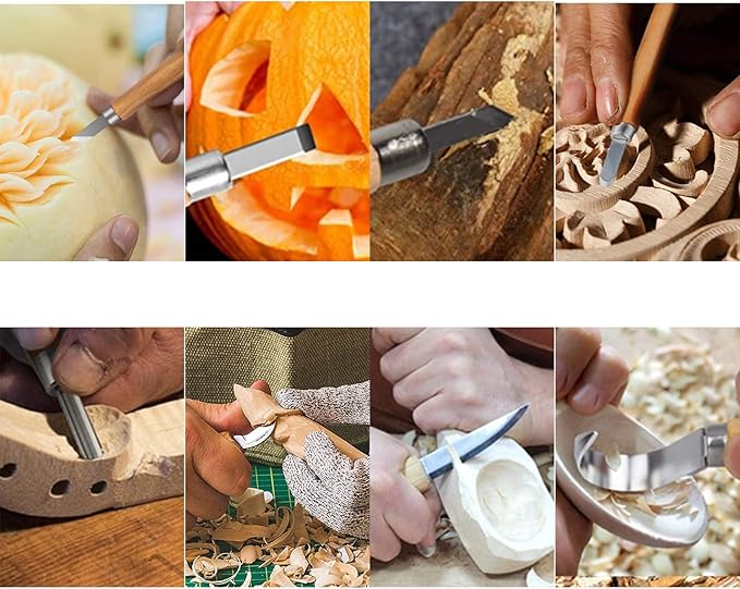 Wood Carving Kit, 22pcs Whittling Kit with Detail Wood Carving Knife Whittling Knife Wood Chisel Knife Gloves Polishing Compound Sharpener for Woodworking Beginners Adults Kids