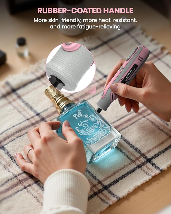 Rotary Tool 4V Pink, Rotary Tool Kit with LED Display, Cordless Rotary Tool with Speed Memory, Mini Rotary Tool for Small DIY Project, Small and Light with Rubber Handle, Beginner Friendly
