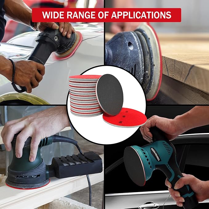 16Pcs 5 Inch Sanding Sponge Disc Hook and Loop 240 Grit Wet Dry Sanding Pads, Drywall Sandpaper Blocks for Wooden Drywall Sheetrock and Metal Glazing