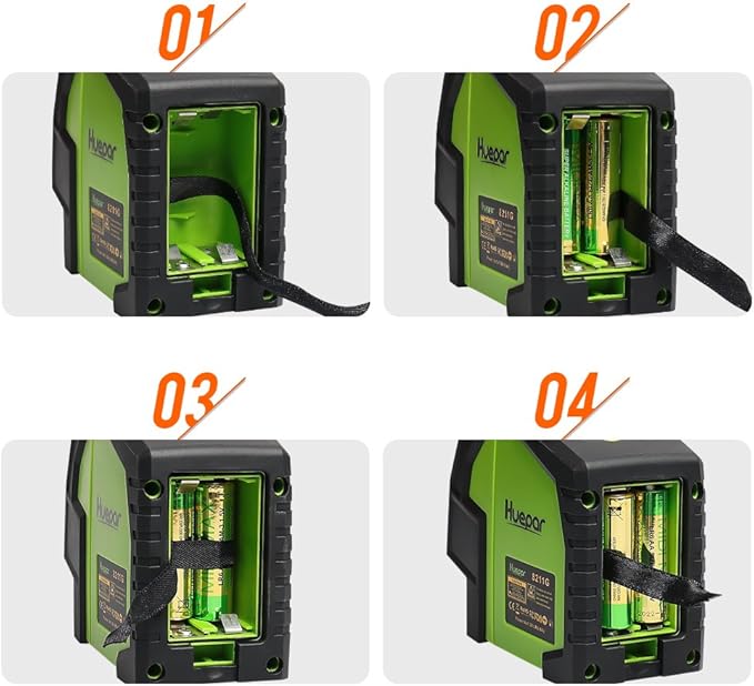 Laser Level with 2 Plumb Dots - Huepar Professional Green Laser Beam Fan Angle of 130° Selectable Vertical & Horizontal Lines, 2 In 1 Multi-Use Self-Leveling Alignment Laser Level - 8211G