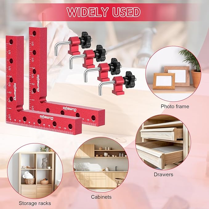 90 Degree Positioning Squares, Right Angle Clamps for Woodworking 5.5" x 5.5"(14 x 14cm), Aluminum Alloy Corner Clamps, Clamping Squares Tool for Picture Frame Box Cabinets Drawers
