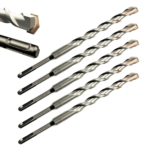 Direko 5-Piece 1/4 inch x 12 Inch SDS Plus Rotary Hammer Drill Bits Carbide Tipped Concert Drill Bits for Concrete, Brick, Cement Walls, Stone, Hammer Drill Bits for Concrete