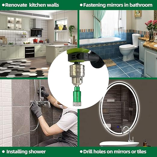 Diamond Core Drill Bit Kit - 6/8/10/20/25/28/35mm Triangle Shank+35mm Hex shank Beveling Chamfer Bit Tile Hole Saws for Dry Drilling Porcelain Ceramic Tile Granite Marble Stone