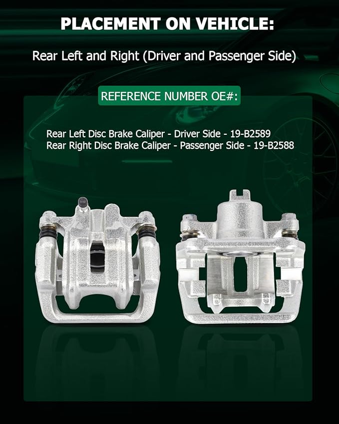 SCITOO Rear Left+Right Brake Calipers With Bracket 19-B2588 19-B2589 Compatible For Acura CL 2001-2003 For Acura TL 1999-2008 For Honda Element 2003-2011