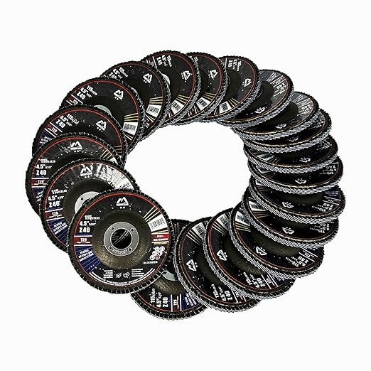 Merryland Flap Disc 4 1/2 inch Metal for Angle Grinder, 4.5inch 40 Grit T29 Flap Wheel, Blue Zirconium Corundum INOX Stainless Steel Iron Universal, Craft-Line FC1107214-20