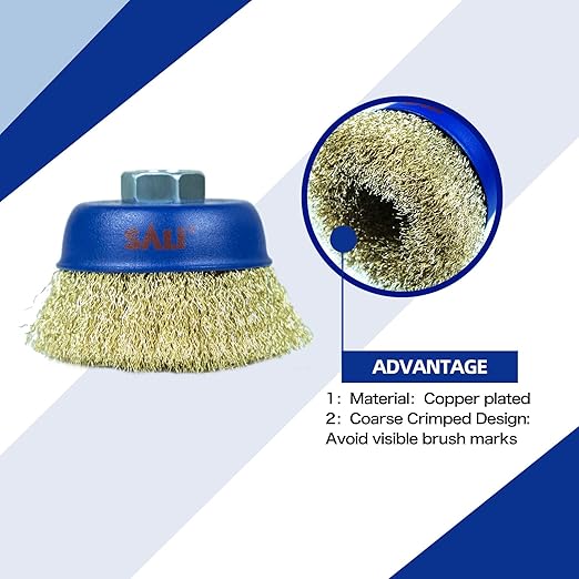SALI 18 Pack Wire Cup Brush, 4 Inch Coarse Crimped Cup Brush for Grinders, with 5/8 Inch -11Arbor for Heavy Cleaning Rust, Stripping and Abrasive, for Angle Grinder