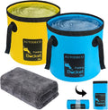 AUTODECO 2 Pack Collapsible Bucket 5 Gallon Container Folding Water Bucket Portable Wash Basin for Outdoor Travelling Camping Fishing Gardening Car Washing 20L