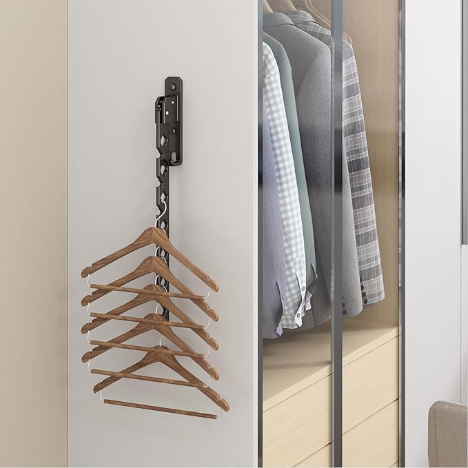 Wall Mounted Clothes Drying Rack, Wall Clothes Hanger Hook for Laundry Room, Clothes Hanger Foldable, Wall Clothes Rack Indoor, Perfect for Small Spaces, Matte Black 2 Packs
