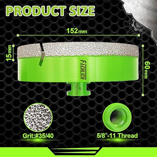 Diamond Core Drill Bit - 6" Tile Hole Saw 152mm Diamond Hole Saw for Porcelain Tile Granite Marble Masonry