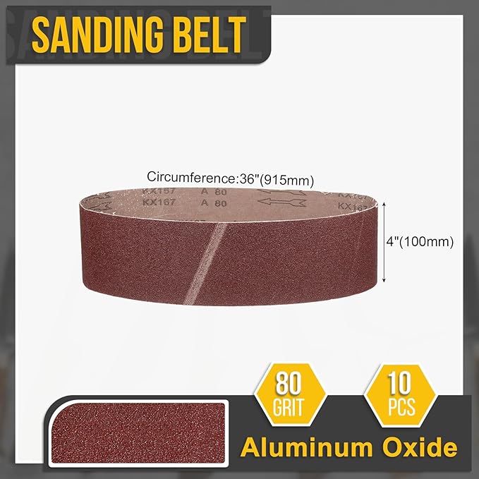4 x 36 Inch Sanding Belt, 1 Pcs 80 Grit Knife Sharpener Belts Work Sharpening for Belt Sander Knife Carving Tool Metal Working