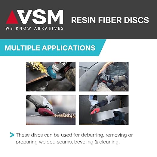 VSM 50-Pack - 5 inch 36 Grit (Coarse) - Ceramic Resin Fiber Discs with Top-Size, Tear Resistant Fiber Backing, Durable, Hand-Held Machine Compatible Sanding Discs