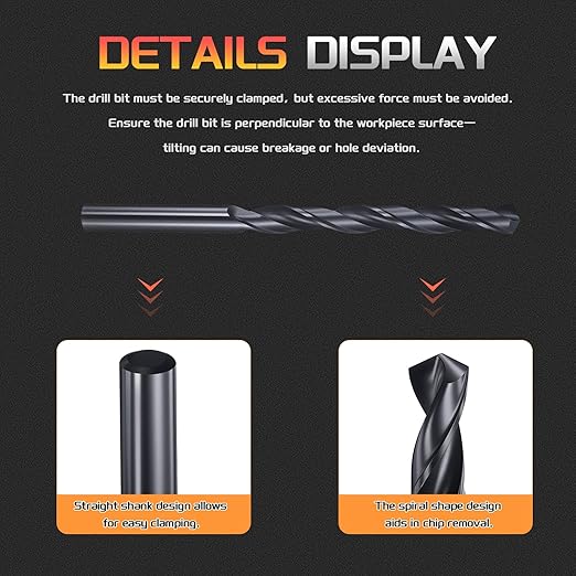 Drill Bit, 7mm Cutting Diameter, 4241 HSS Nitriding Black 118° Cutting Angle Versatile Jobber Bits - (Applications: for Drilling Plastic Wood Soft Metal), 12-Pieces