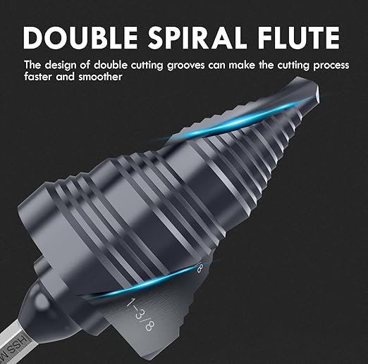 UPGRADE M35 Cobalt Step Drill Bit with Ultra TiAIN Coating, 1/4" - 1-3/8" Unibit Step Bit with Double Sprial Flute, 1/4" Hex Shank Drill Bit for Metal, Stainless Steel, Aluminum, Copper, Wood