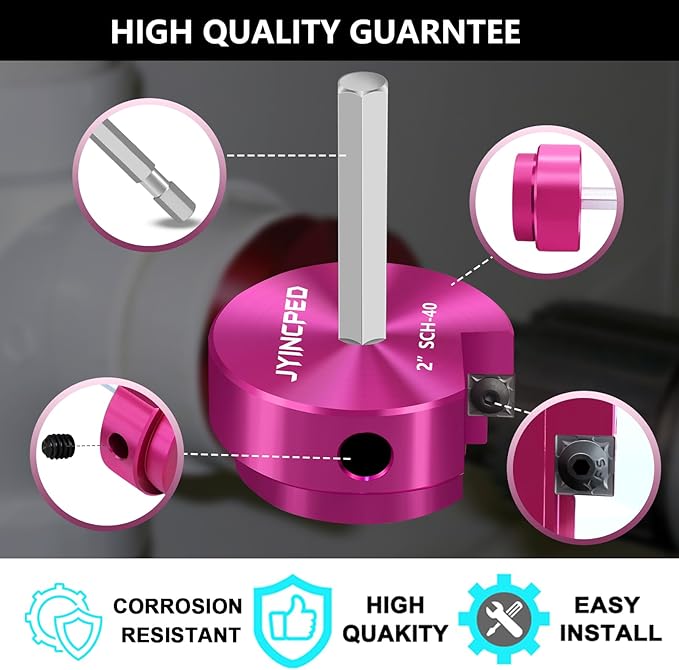 4 Pcs PVC Reamer Kit,Fitting Saver PVC Pipe Reamer Socket Saver Set for Plumbing,Includes 1-1/2 Inch 2 Inch 3 Inch 4 Inch,Plastic Pipe Reamers Tool Kit for Sch.40 CPVC ABS Fittings,Fit for 1/2" Drills