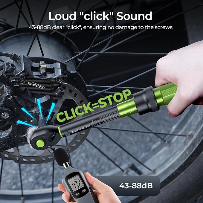 1/4-Inch Drive Click Torque Wrench 10-230 in.lb/1-26 Nm, Dual-Direction Adjustable 72 Tooth Click Torque Wrench for MTB, E-Bike, Moto Maintenance