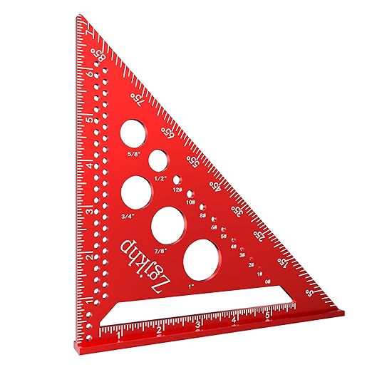 Metal Square 7 Inch-Accurate Carpenter Square Tool,Versatile Aluminum Rafte Square for Carpentry and DIY Projects，red