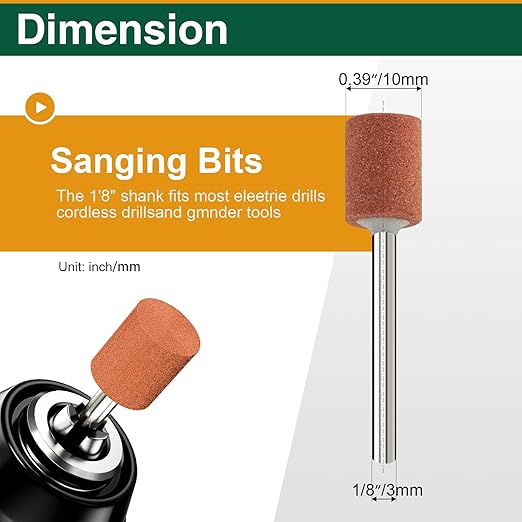 20 Pcs Cylinder Grinding Stones, 1/8 Shank Aluminum Oxide Sanding Bits for Woodworking & Metal Polishing