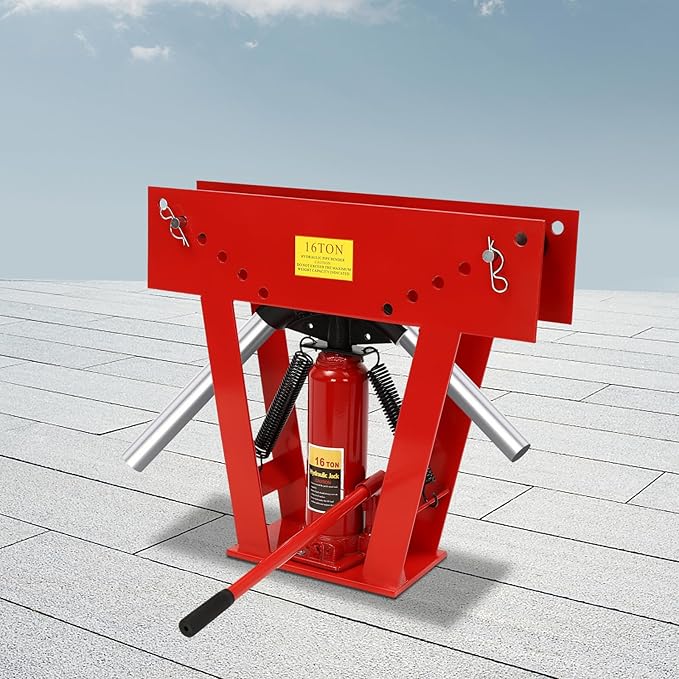 16 Ton Hydraulic Pipe Bender Manual Pipe Bending Machine Tube Bender Tool with 8 Bending Dies (1/2", 3/4", 1", 1-1/4", 1-1/2", 2", 2.5", 3") & Adjustable Guide Rollers 90-180° Bending for Pipeline