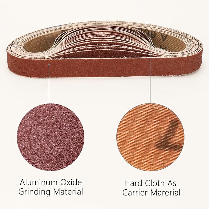20 Pcs 3/4 x 20.5 Inch Premium Hard Cloth Aluminum Oxide Sanding Belts,4 Pcs Each of 60/100/240/400/600 Grits Sanding Belt for Detailing Bandfile Sander,520 x 20 mm Sanding Belts for Mini Belt Sander.