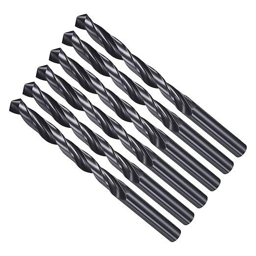Drill Bit, 21/64" Cutting Diameter, 4241 HSS Nitriding Black 118° Cutting Angle Versatile Jobber Bits - (Applications: for Drilling Plastic Wood Soft Metal), 6-Pieces