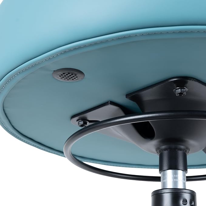 Chair Master 17" Round Vinyl Fabric Stool, Table Height, 360 deg Level Activation, Heavy Duty, Lab, Medical, Garage, Home, Spa, Cleanroom (Glides, Aqua)