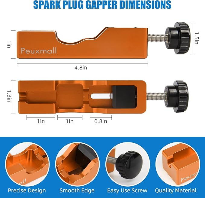 Spark Plug Gap Tool, Spark Plug Gapping Tool with 32 Blade Steel Feeler Gauge, Universal Spark Plug Gap Tool for Most 10mm 12mm 14mm 16mm Spark Plugs (Orange)