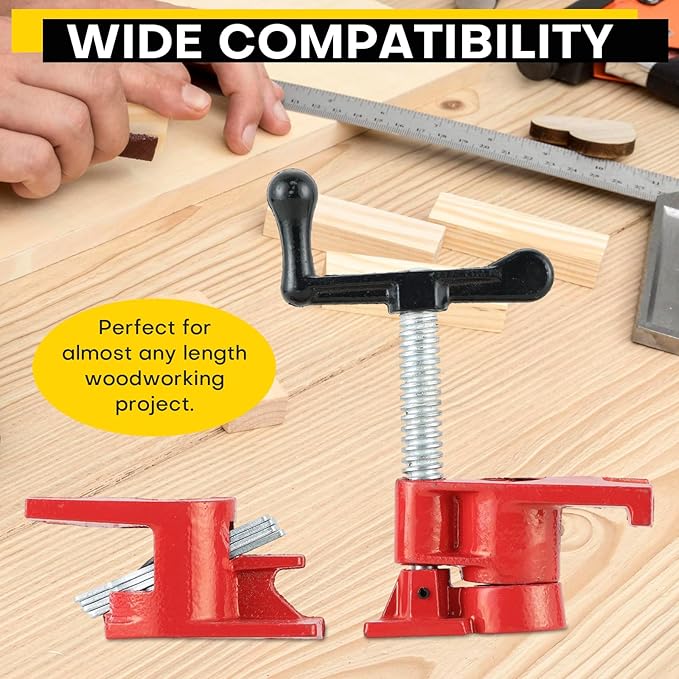 Wood Gluing Pipe Clamp Set | Professional Woodworking and Metalworking Clamps Tools with Unique Foot Design for Frame Assembly, Quick Release and Precision Gluing (6Pack, 3/4'')