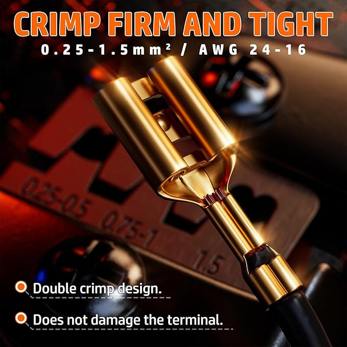 PEBA Crimping Tool Kit, 20 Types Spade Connectors, Ratchet Crimping Pliers AWG 24-14 for 2.8mm 3.5mm 3.9mm 4.8mm 6.3mm Open Barrels Pin Terminal | Speaker Connectors Terminal - Crimper Tool Kit