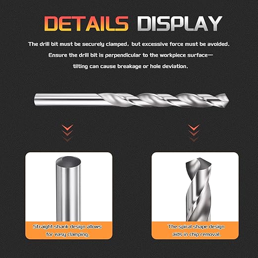 Drill Bit, 21/64" Cutting Diameter, 4241 HSS 118° Cutting Angle Uncoated Bright Versatile Jobber Bits - (Applications: for Drilling Plastic Wood Soft Metal), 6-Pieces