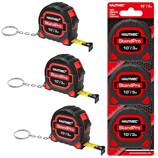 HAUTMEC 3 PC Small Mini Tape Measure, Keychain Measuring, Metric and Imperial Scales, Retractable Pocket Measurement Suitable for Homeowners, HT0252