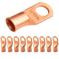 SELTERM 10pcs 2/0 AWG - 1/2" Stud - Battery Lugs, Heavy Duty Wire Lugs, Ring Terminals, Battery Cable Ends,00 Gauge Terminals, UL Bare Copper Eyelets Electrical Battery Terminal Connectors