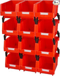 Shop Stackable Organizer Bins Parts Bin Shelf Storage Bin Garage storage bins(Red,Pack of 12)