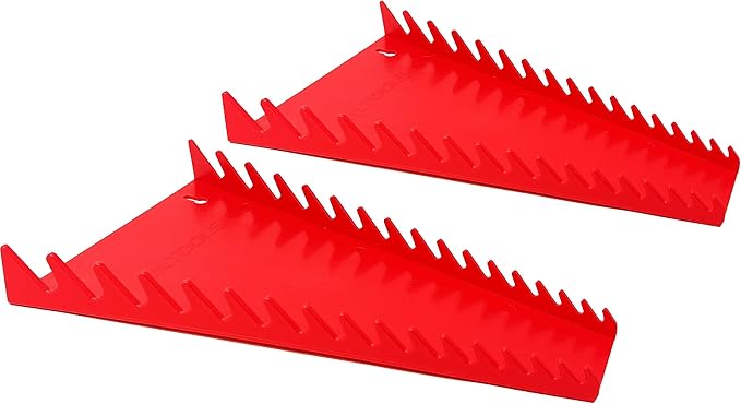 16-Tool Standard Wrench Organizer - Low-Profile V-Shape Wrench Holder, Fuel & Solvent Resilient - In-Drawer Wrench Tray For Garage, Workshop - Made in USA Red x 2