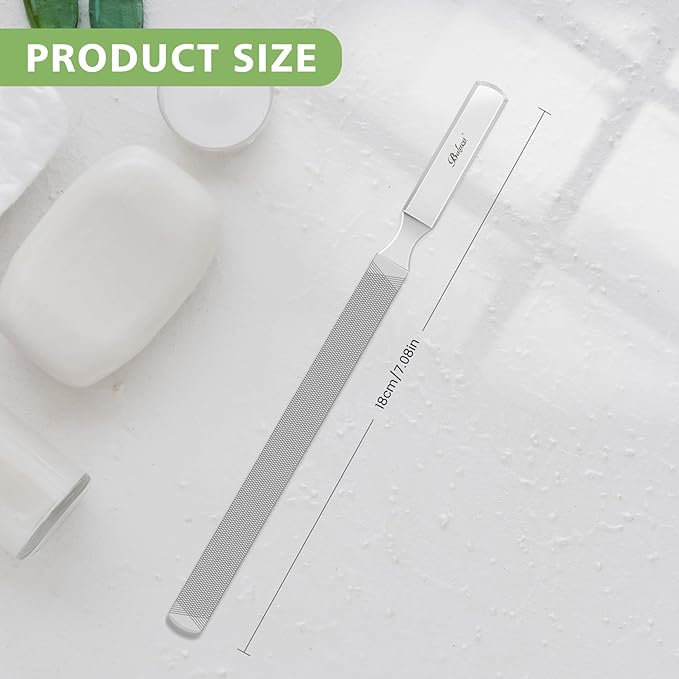 BALUCA Professional Stainless Steel Long Nail File for Thick Nails, Metal Fingernail Toenail File for Women, 4.72-Inch Filing Surface, Durable and Efficient Nail Care Tool (Silver, 1, Count, Coarse)