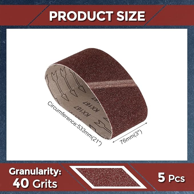 3Pcs Sanding Belts 3 x 21 Inch 40 Grit Aluminum Oxide Abrasive Sandpaper for Belt Sander Metal Grinding Wood Working Weld Rust Removal
