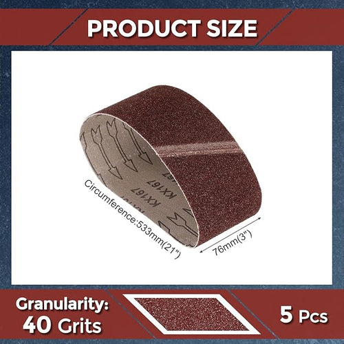 24 Pcs Sanding Belts 3 x 21 Inch 40 Grit Aluminum Oxide Abrasive Sandpaper for Belt Sander Metal Grinding Wood Working Weld Rust Removal