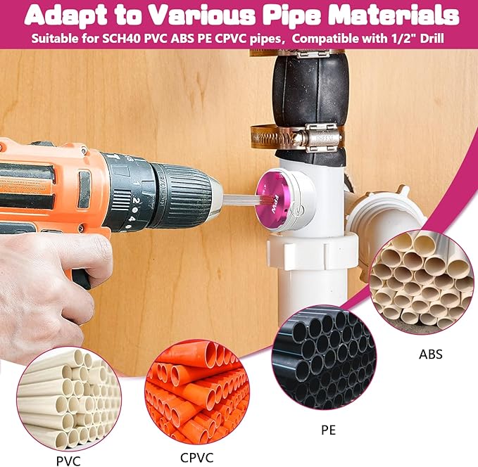 Original Design Patent Triple Inserts 9 Pcs PVC Pipe Reamer Kit, PVC Fitting Saver, Pipe Tools Contains 1/2", 3/4", 1", 1-1/4", 1-1/2", 2", 2-1/2", 3", 4" and 2 Replacement Carbide Inserts for SCH40