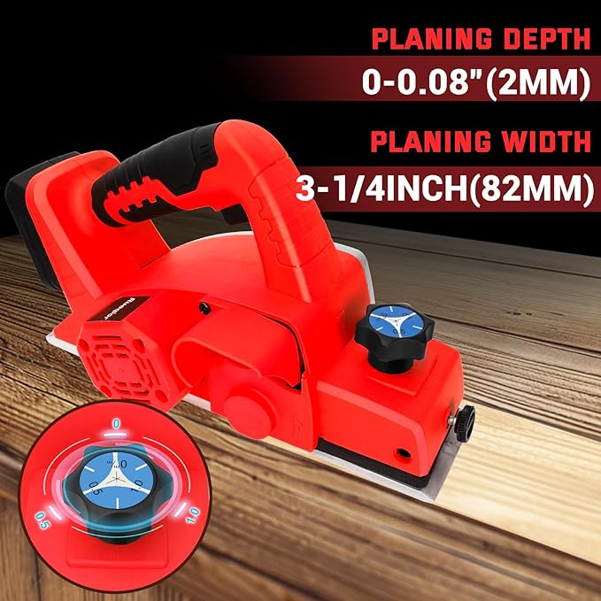 Cordless Handheld Planer for Milwaukee 18V M18 Battery, 15000 RPM Power Wood Planer, 3-1/4 Inch Brushless Power Planer for Woodworking, Carpenter Home DIY(No Battery)
